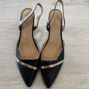 Women's Black and Gold Slingback Flats Journee #80